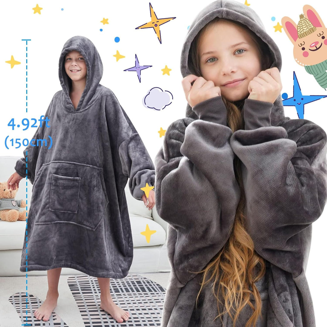 FUSSEDA Übergrosse Tragbare Decke Sweatshirt, Super Dicke Warme Sherpa Fleece Kuscheldecke Hoodie mi