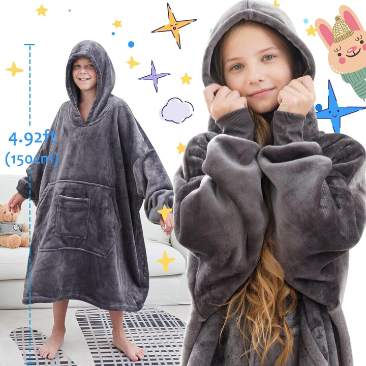 FUSSEDA Übergrosse Tragbare Decke Sweatshirt, Super Dicke Warme Sherpa Fleece Kuscheldecke Hoodie mi