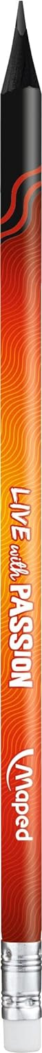 Maped – 72 Graphitstifte Black'Peps Energy HB – Radiergummi – Bleistifte mit inspirierenden Nachrich