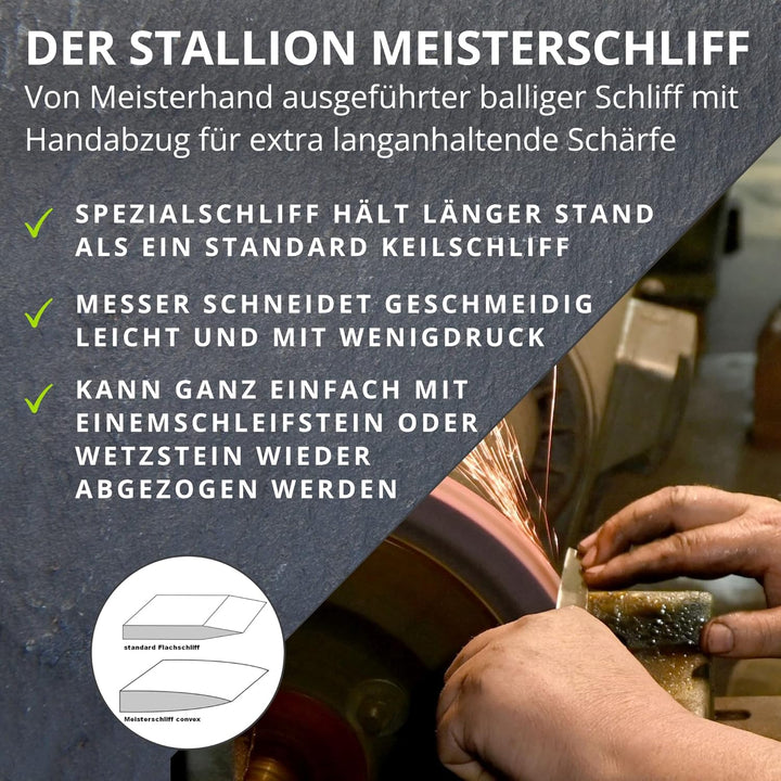Stallion Damastmesser Wave Messerset - Messer aus Damaststahl mit Messerblock - mit MEISTERSCHLIFF M