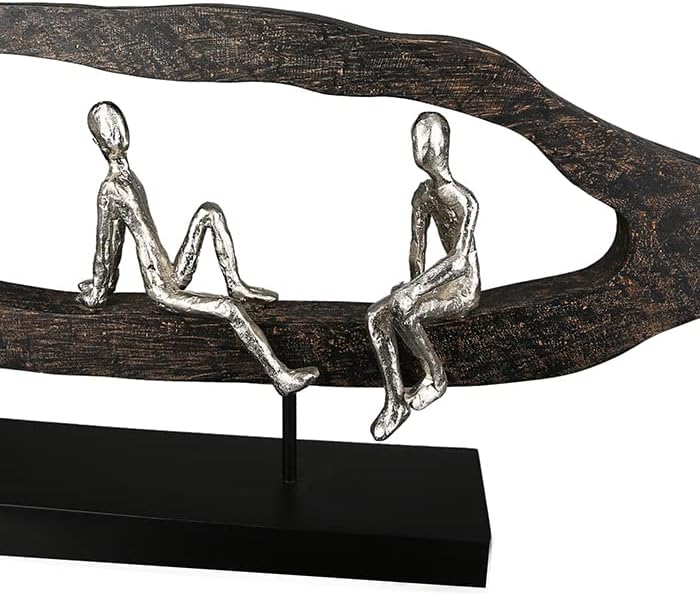 Casablanca modernes Design GILDE Deko Skulptur Figur - Beste Freunde - Hang Out Silber, Holz/Alu - B