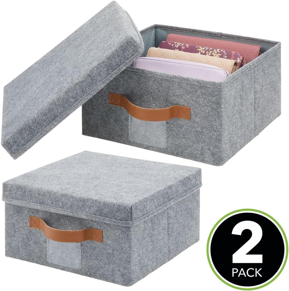 mDesign 2er-Set Aufbewahrungsbox für den Schrank, das Schlafzimmer usw. – grosse Ordnungsbox mit Dec