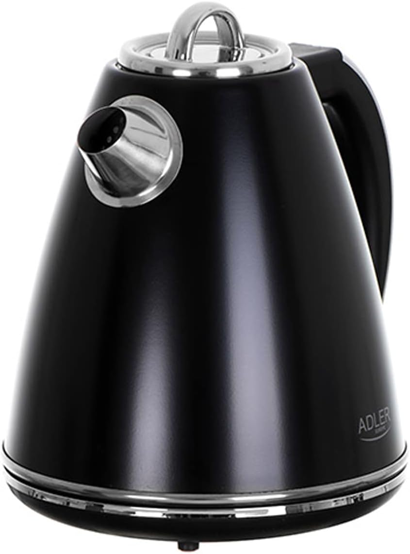 Adler AD 1343 Wasserkocher aus Metall, 1,5 l, Schwarz 1.5 Liter Schwarz, 1.5 Liter Schwarz