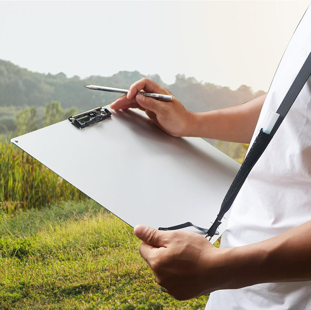 Metall-Klemmbrett, A4 Aluminium-Klemmbrett mit 154 cm verstellbarem Schultergurt, Edelstahl Must-Hav