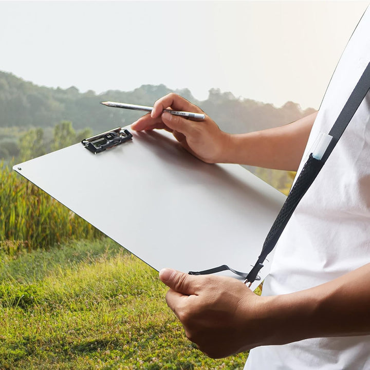 Metall-Klemmbrett, A4 Aluminium-Klemmbrett mit 154 cm verstellbarem Schultergurt, Edelstahl Must-Hav