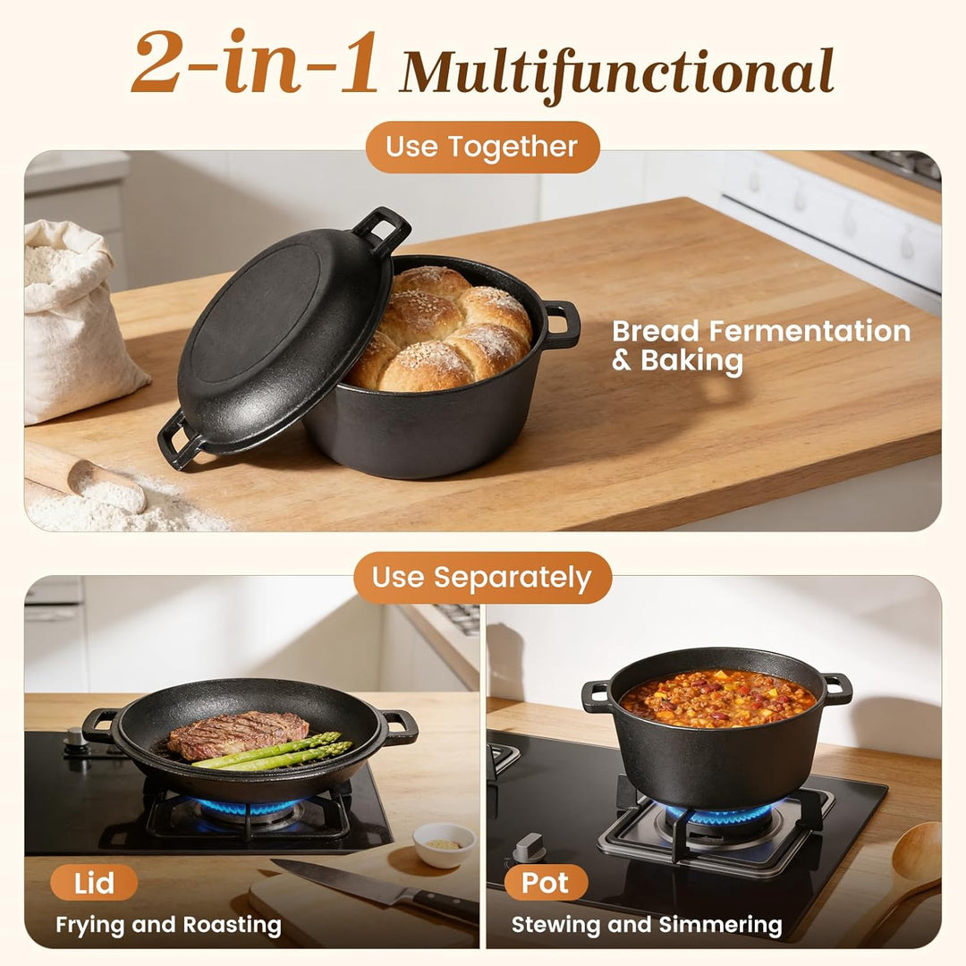 Gusseisentopf mit Gärkorb 26cm, 4.7L Brotbackset für Anfänger mit Sauerteigbackform &amp; Zubehör, Gusse