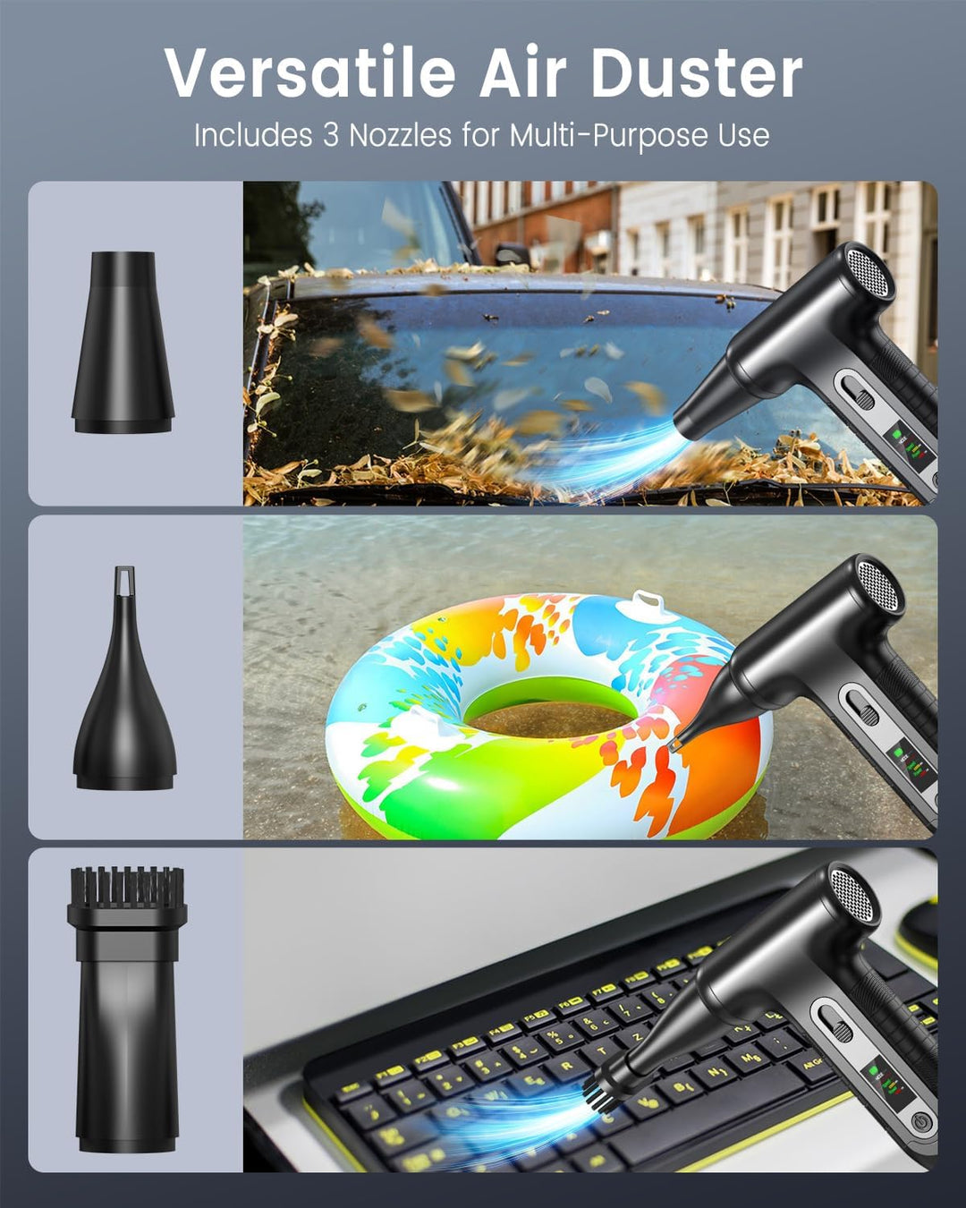 Elektrische Staubgebläse 200000 RPM mit HD‑Display - Air Duster Mini‑Gebläse für PC‑Reinigung mit LE