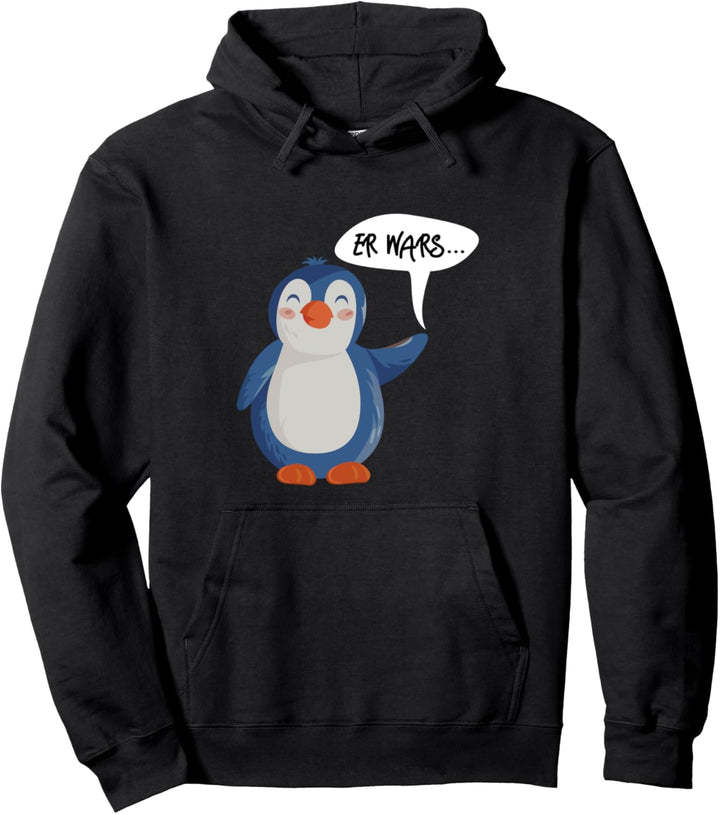 "Er wars" Lustiges Partnerlook Kostüm Pärchen Set Pinguin Pullover Hoodie