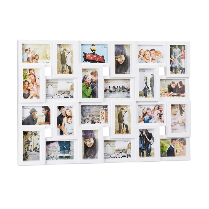 Relaxdays XXL Bilderrahmen Collagen für 24 Bilder in 10 x 15, Hoch- oder Querformat, Kunststoff, HxB