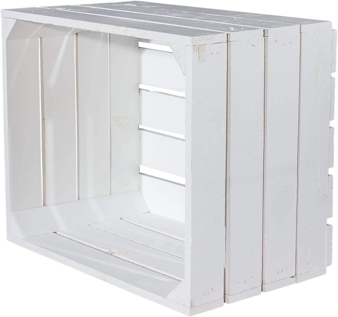 Truhenking 3er Set neue Apfelkiste in weiss (Holzkiste, Obstkiste, Weinkiste Shabby Chic) 50x40x30cm