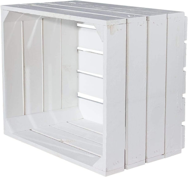 Truhenking 3er Set neue Apfelkiste in weiss (Holzkiste, Obstkiste, Weinkiste Shabby Chic) 50x40x30cm