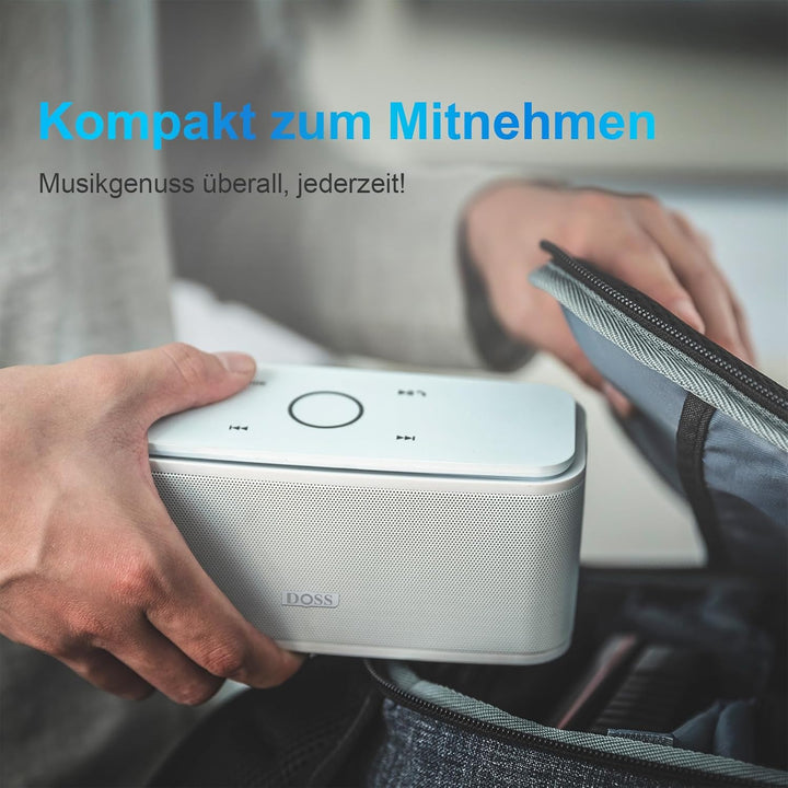 DOSS Bluetooth Lautsprecher, SoundBox Musikbox Bluetooth Box mit Dualen Bass-Treibern, 20h Akku,Touc