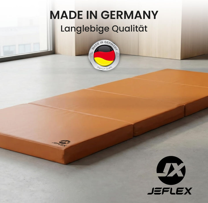 Jeflex - klappbare Weichbodenmatte & Turnmatte 200 x 100 x 8 cm MADE IN GERMANY/Gymnastikmatte tragb