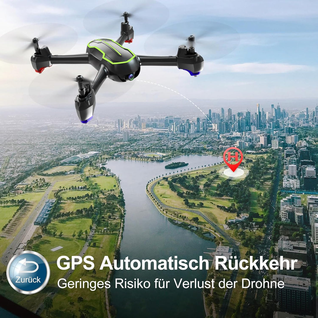 Loolinn | Drohne GPS - Automatisch Rückkehr, Follow Me Funktion, Full HD 1080P Kamera, 32 Min Flugze