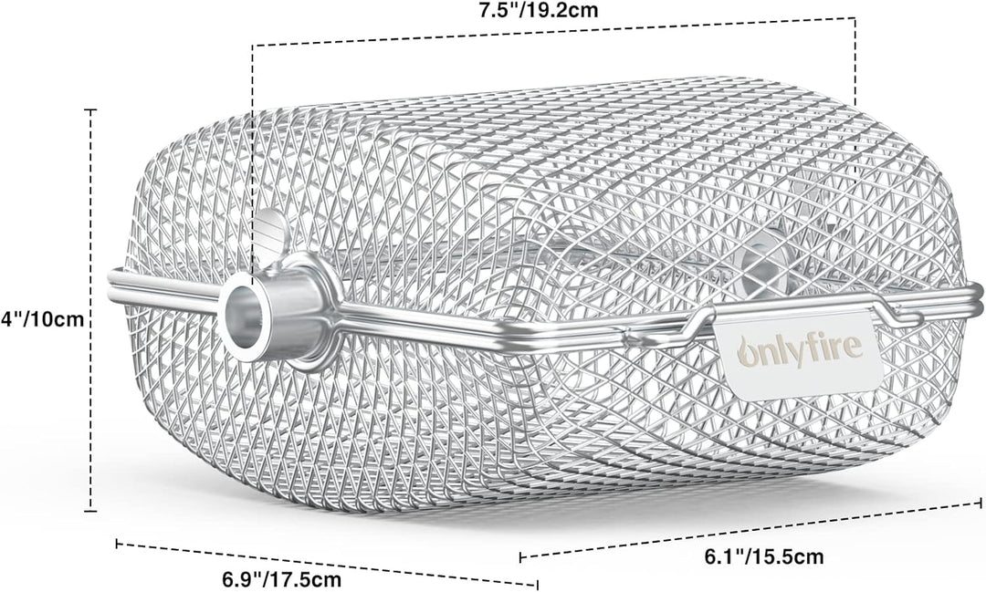 Onlyfire Universal Edelstahl Grillkorb für Drehspiess, Grillrondell für Grillspiess, Grillspiesskorb