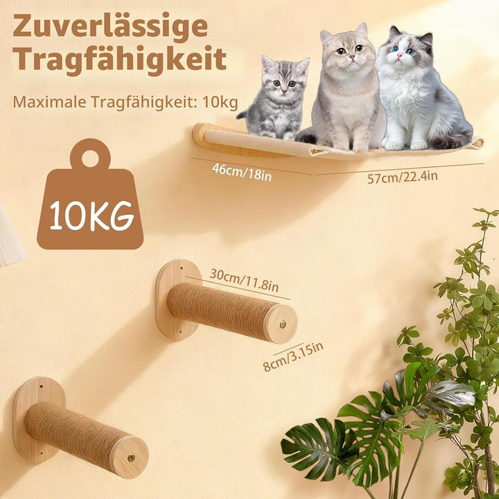 Katzenhängematte Wandmontage,Katzen Kletterwand,Wandmontiertes Kiefernholz Katzenwandmöbel,Katzenlei