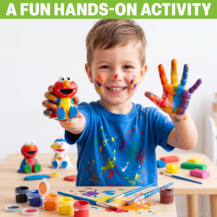 Get Trend Sesamstrasse Bastelset Kinder, 2 Gipsfiguren zum Bemalen Multi Elmo/Cookie Monster, Multi