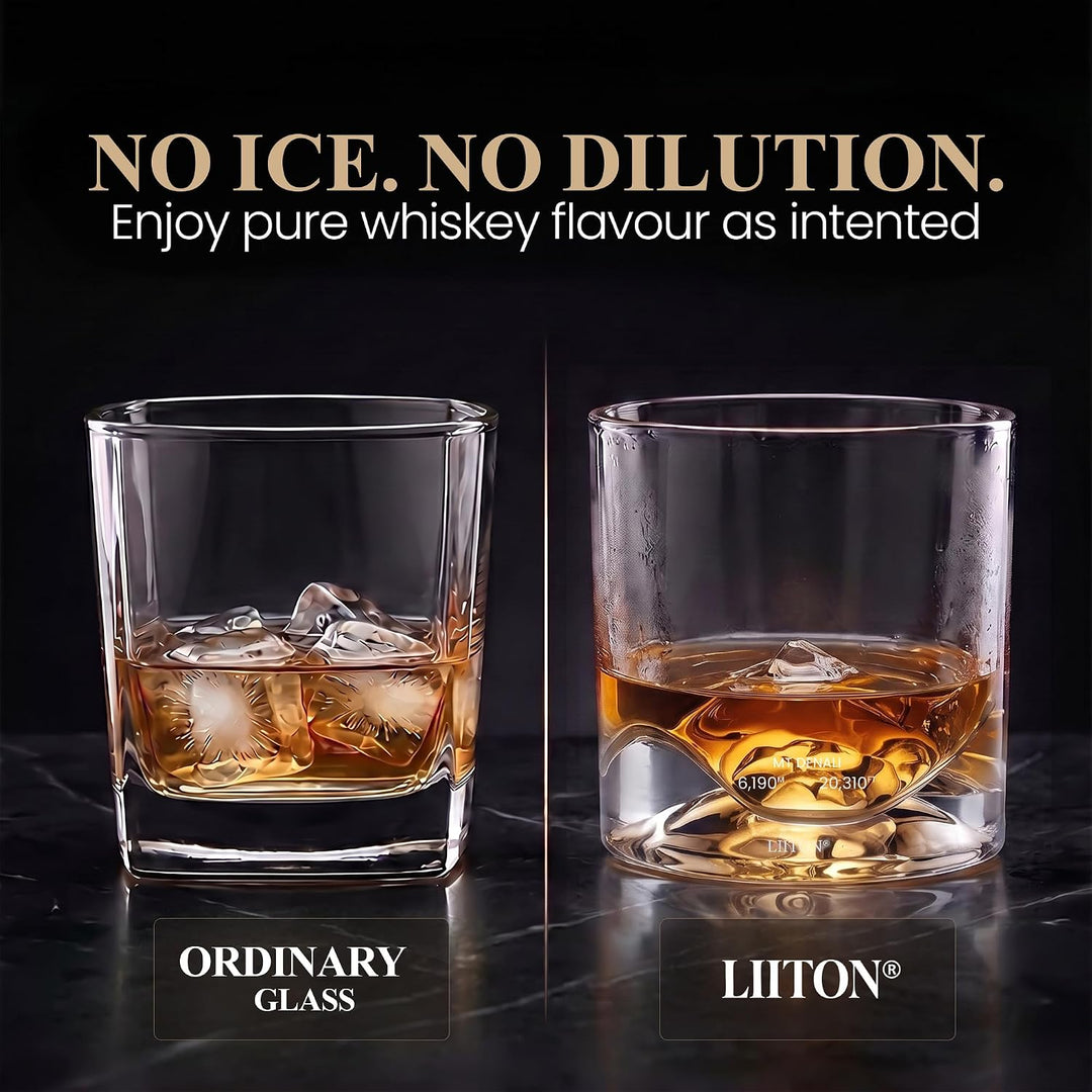 LIITON Exklusiv Whisky Gläser Set Denali 2-teilig aus Kristallglas, Tumblergläser, Geschenke für Män