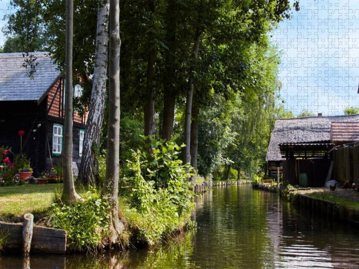 CALVENDO Puzzle Häuser an einem Fliess im Spreewald 1000 Teile Lege-Grösse 64 x 48 cm Foto-Puzzle Bi