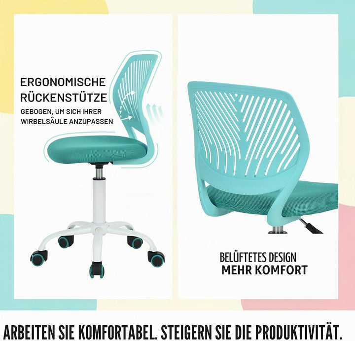 Homy Casa Schreibtischstuhl Verstellbarer drehbarer Bürostuhl Stoffsitz Ergonomischer Arbeitsstuhl o