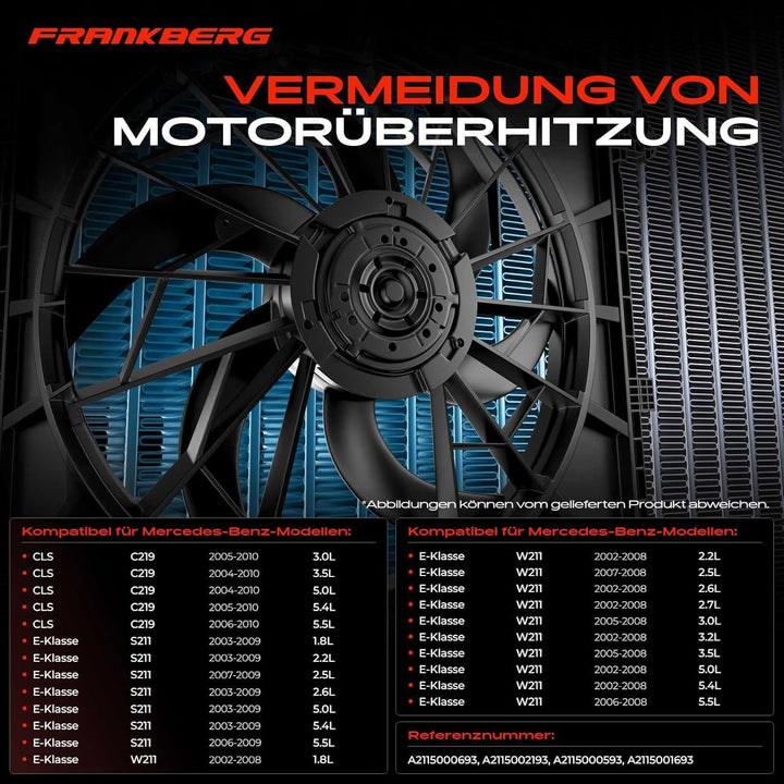 Kühlerlüfter Ventilator Motorkühlung für CLS C219 E-Klasse W211 S211 640W 2002-2010 A2115001693