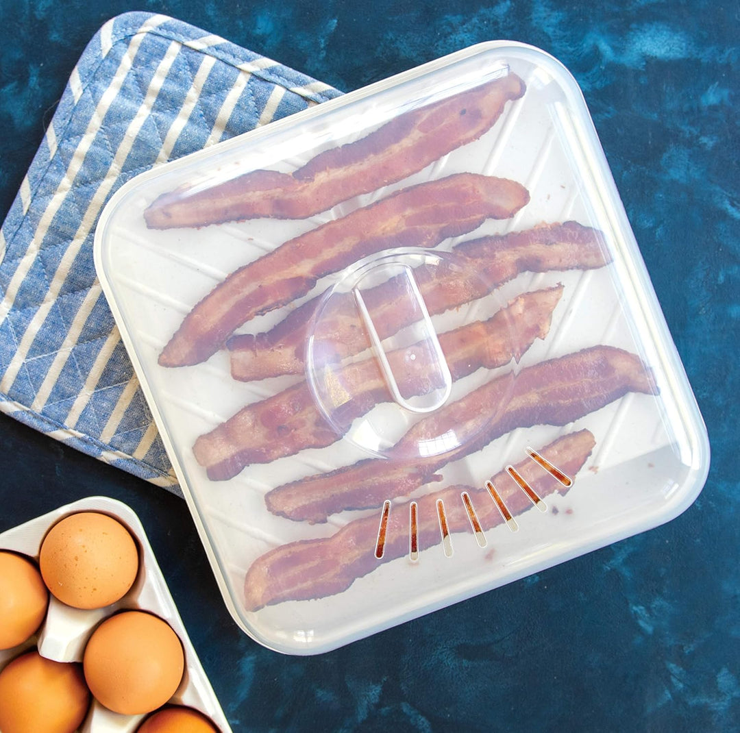 Nordic Ware 60173 Schräg Speck und Fleischtablett, Kunststoff, Weiss, Abgeschrägtes Speck-Table