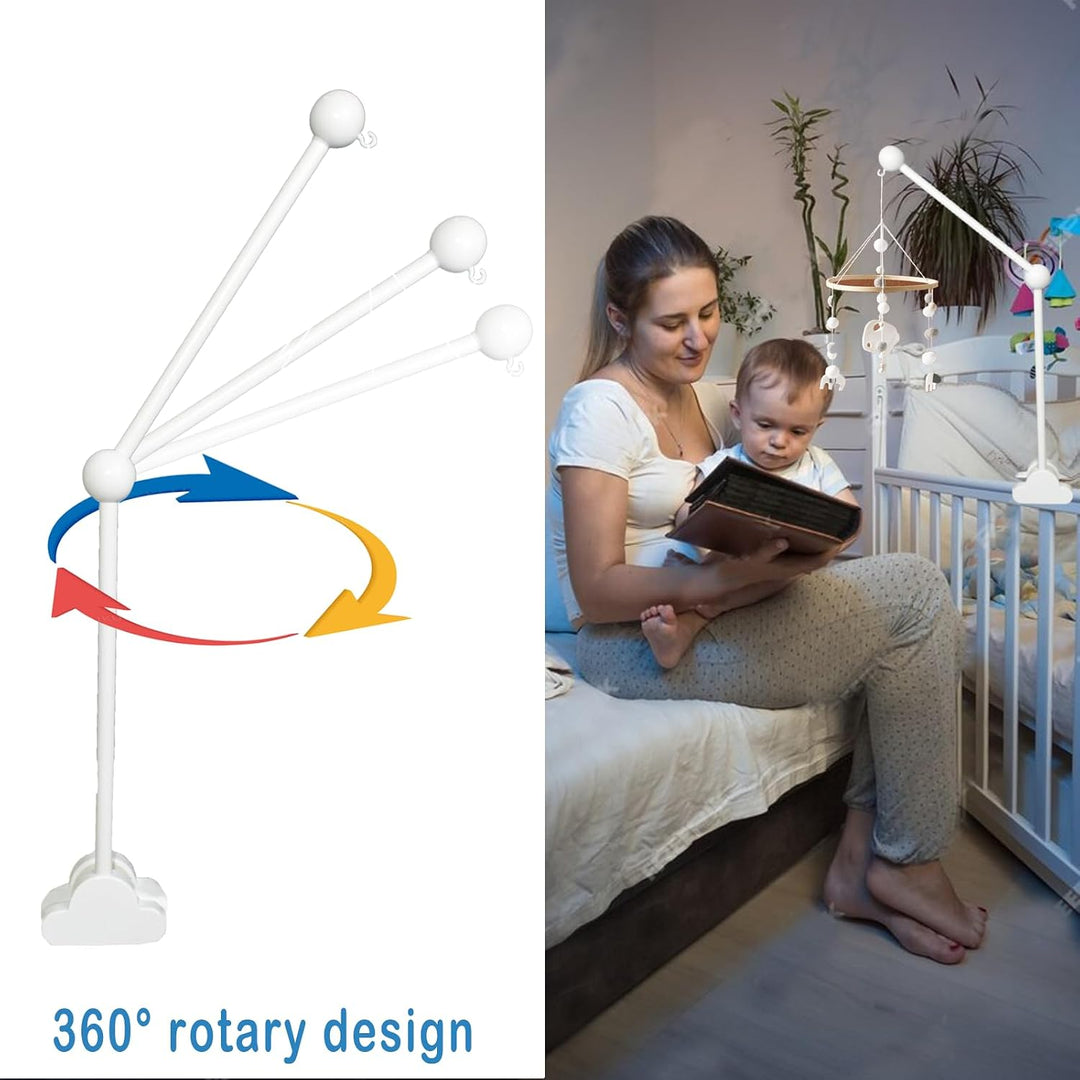 Baby Mobile Halterung, Abnehmbarer Verstellbar Weiss Holz Mobile Aufhänger Wickeltisch für Babybett,