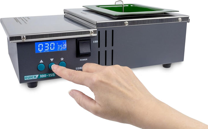 QUICK sensorgeregelter Löttiegel Titanium beschichtet 600 W Lötbad 98 x 121 mm 150-450°C für bleifre