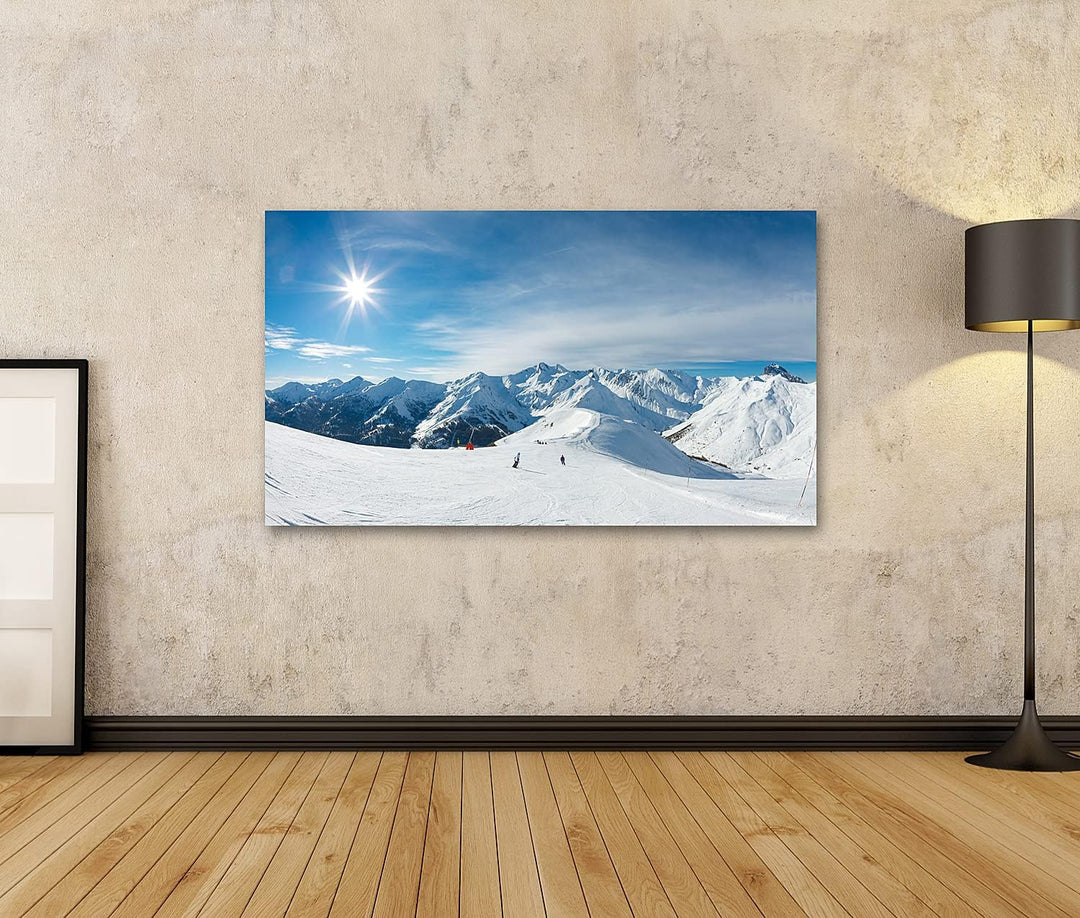 islandburner Bild auf Leinwand Skipiste In Den Bergen Wandbild Poster Kunstdruck Bilder Format: 100x