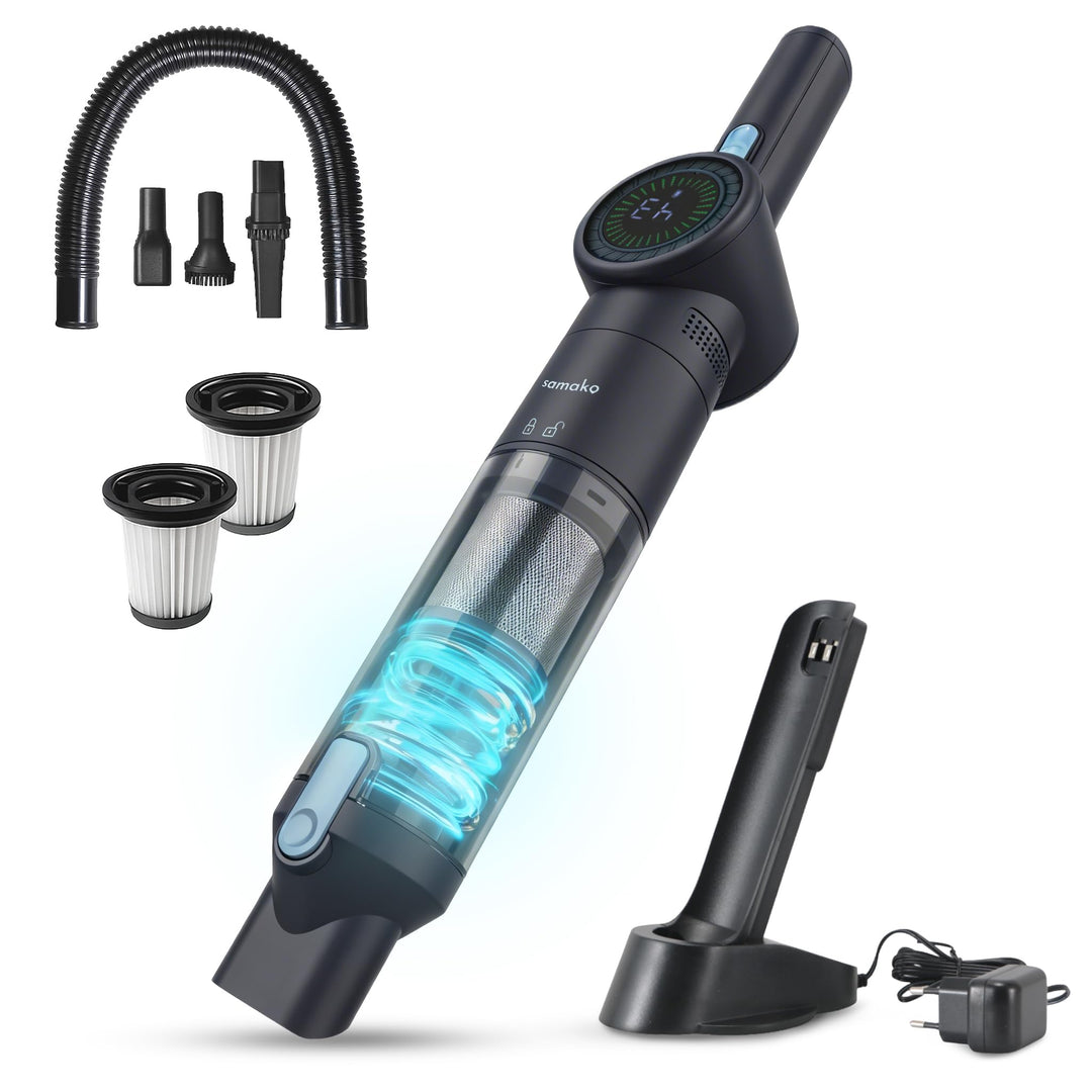Samako NanoDetect Pro 135W Auto Handstaubsauger Akku, kabelloser Handsauger mit HEPA-Filter, Auflade