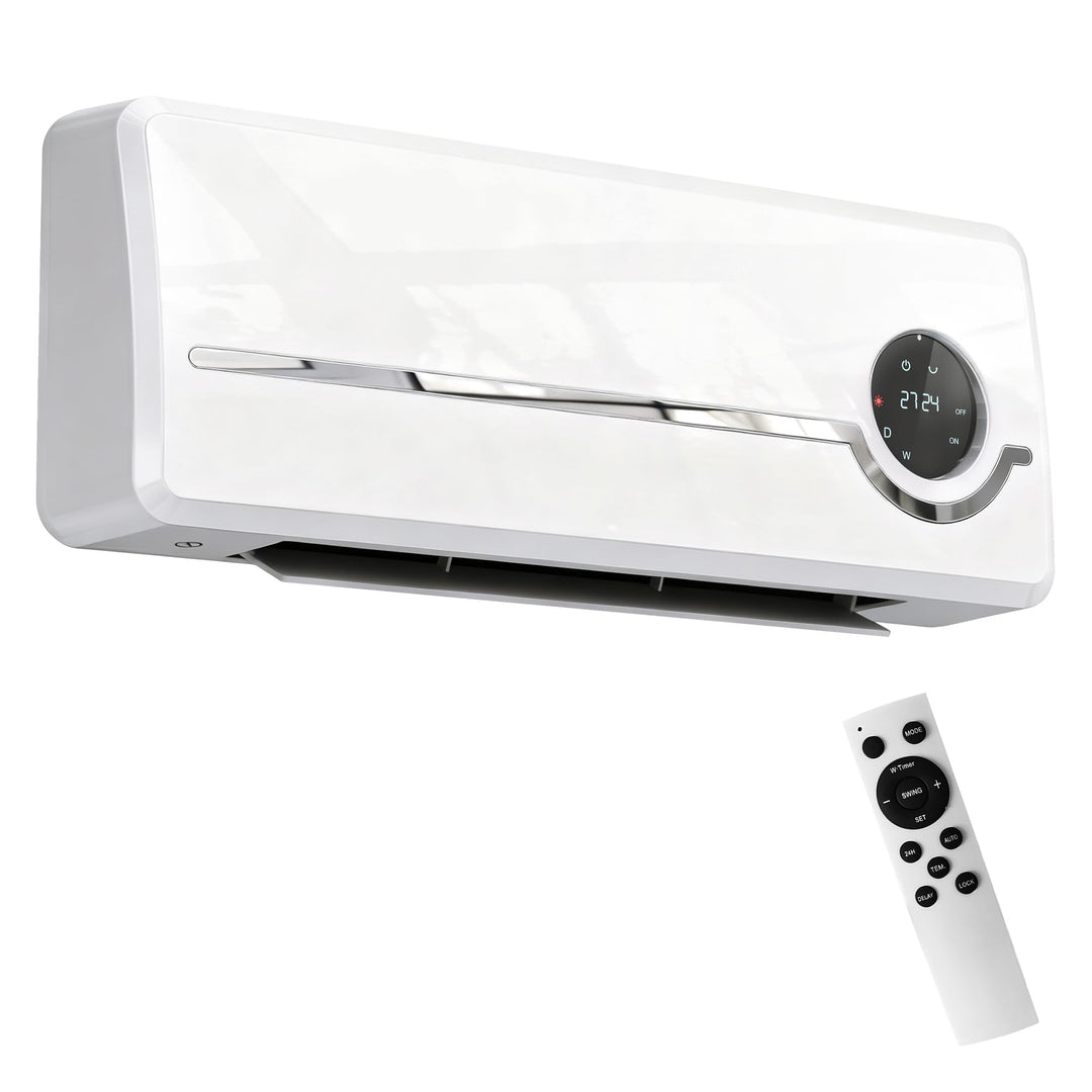 HOMCOM Heizlüfter zur Wandmontage 2000W mit Ventilator, Fernbedienung | Keramik-Wandheizung, 2 Heizm