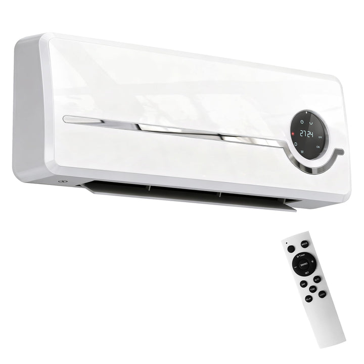 HOMCOM Heizlüfter zur Wandmontage 2000W mit Ventilator, Fernbedienung | Keramik-Wandheizung, 2 Heizm