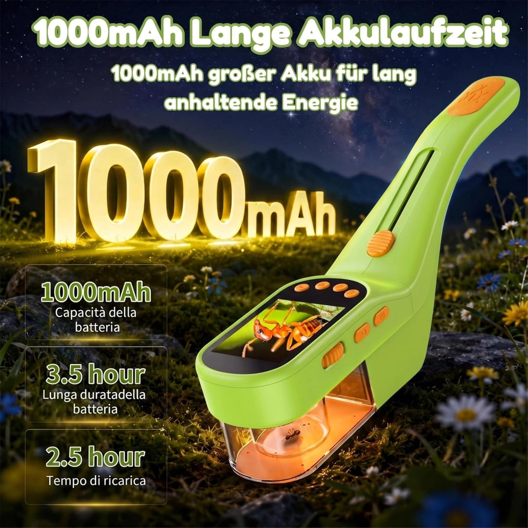 Insektenfänger Kinder, Mikroskop 500X IPS 2,4" 1080P STEM Spielzeug Verde Hierba Insektenfänger Kind