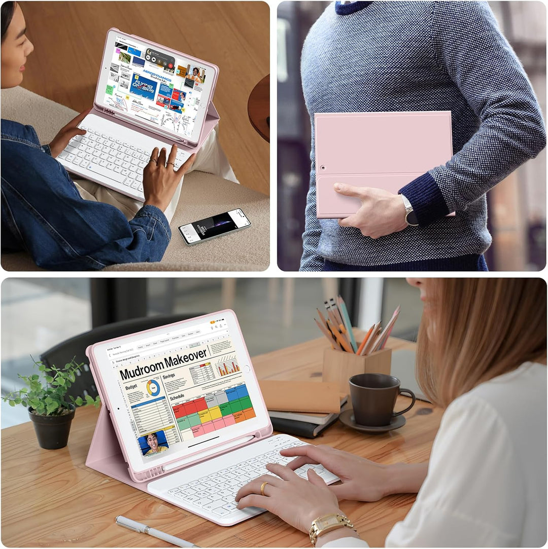 Tastatur Hülle für iPad 10.2 Zoll (9./8./7. Generation - 2021/2020/2019), Soft TPU Rückseite Gehäuse