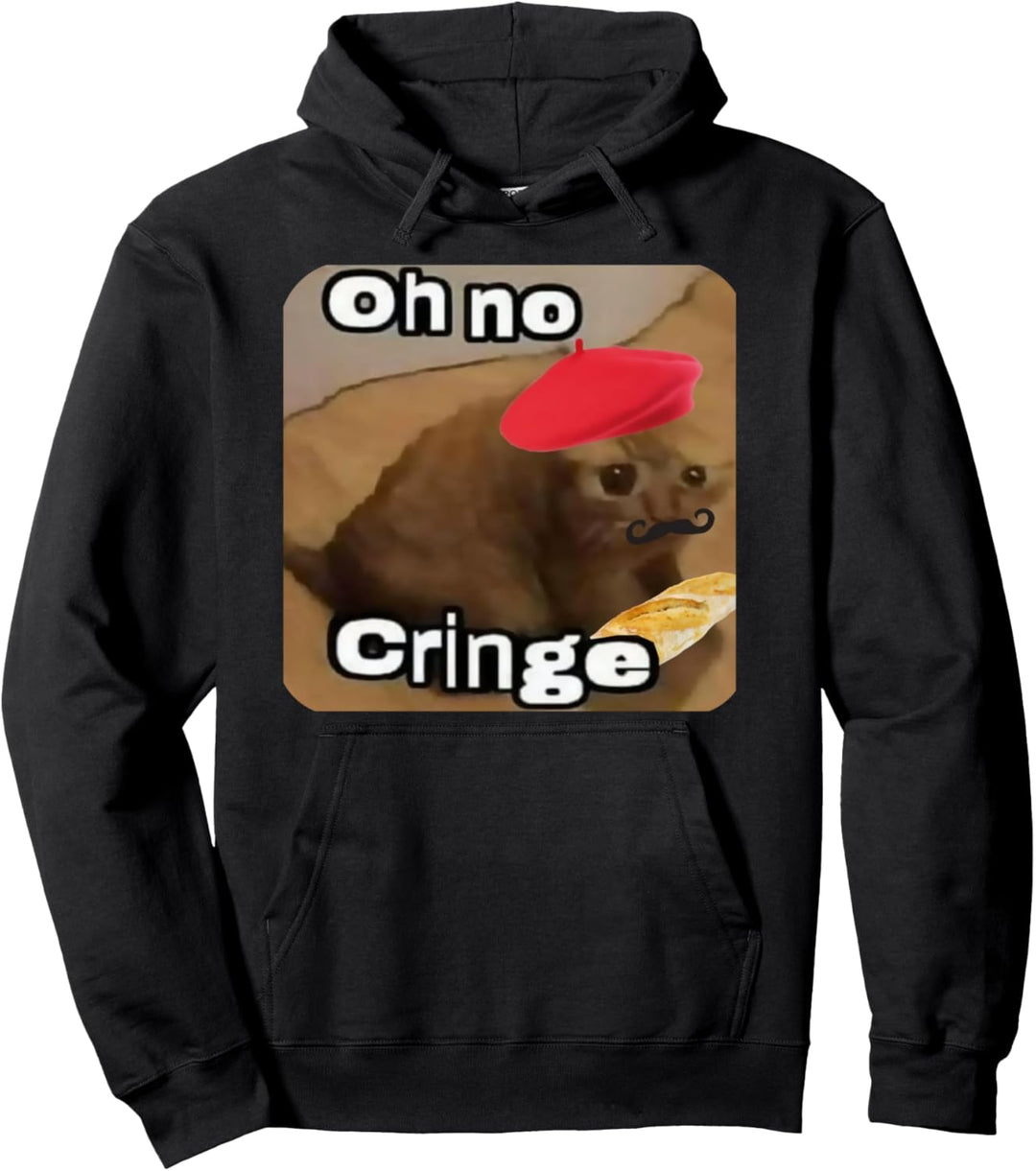 Oh no Cringe Cat French Baguette T-Shirt, Internet Cat Meme Pullover Hoodie