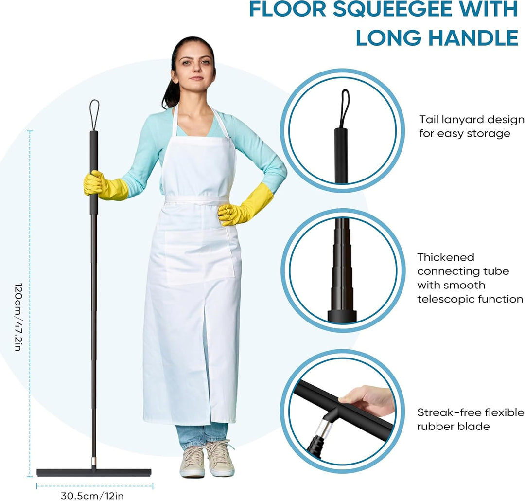 Duschabzieher Set mit Halterung, Ohne Bohren Abzieher, Duschabzieher Einstellbar 30-120cm, Dusche Ba