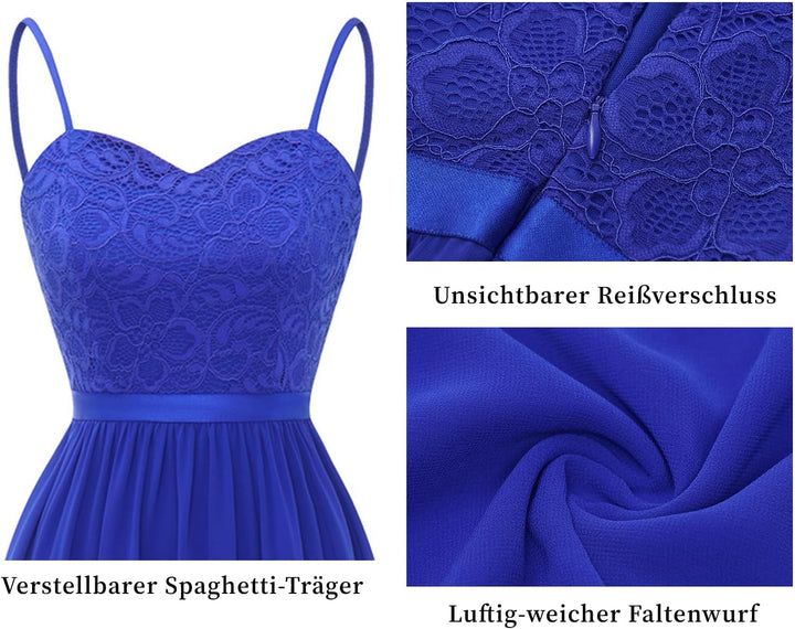 DRESSTELLS Damen Festliche Kleider für Hochzeit Chiffon Maxi Brautjungfernkleider Bodenlang Kleider