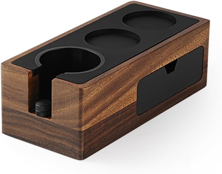 MHW-3BOMBER Espresso-Tampingstation, 4-in-1 Walnuss-Espresso-Organizer-Box mit magnetischer Schublad
