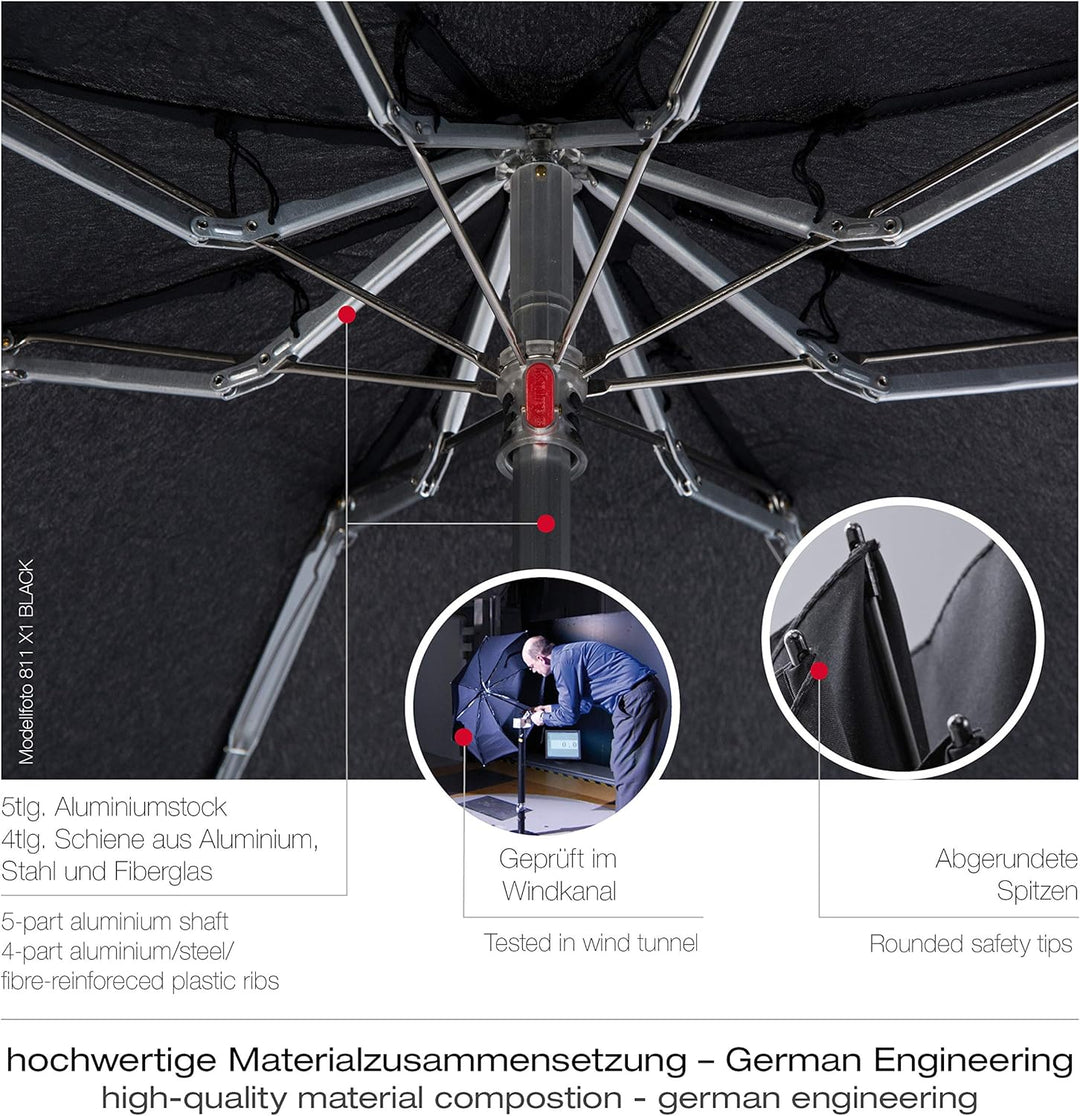 Knirps Taschenschirm X1 Design – Kleinster Regenschirm Leicht und kompakt –Sturmfest – Black 94cm Bl