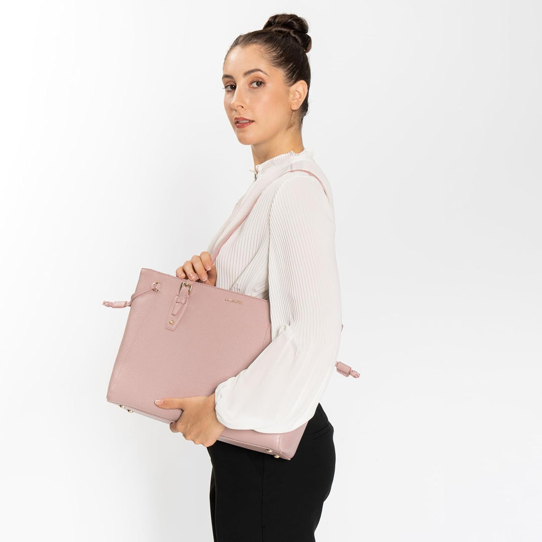 Lazarotti Bologna Leder Shopper Tasche Damen | Tote Bag mit seitlichen Kordelzügen | XL Schultertasc