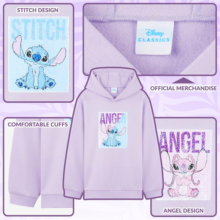 Disney Stitch Pullover Mädchen, Jungen & Teens, Atmungsaktiv Kinder Hoodie Kuschelig mit Wendbarem P