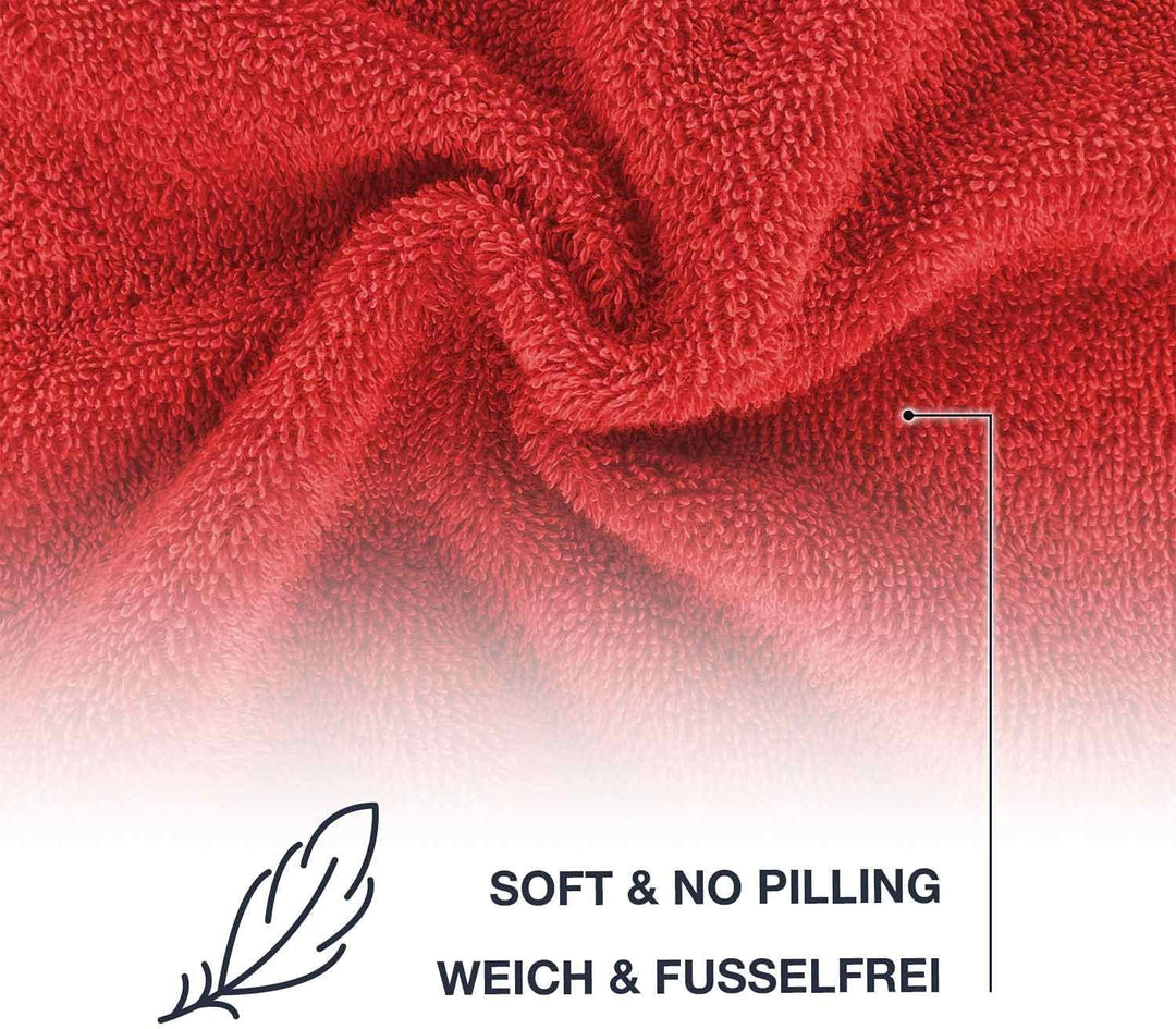 WohnDirect Duschtuch Set 2 teilig - 2 Badetücher (70x140) - Frottee 100% Baumwolle - Rot 2 Badetüche
