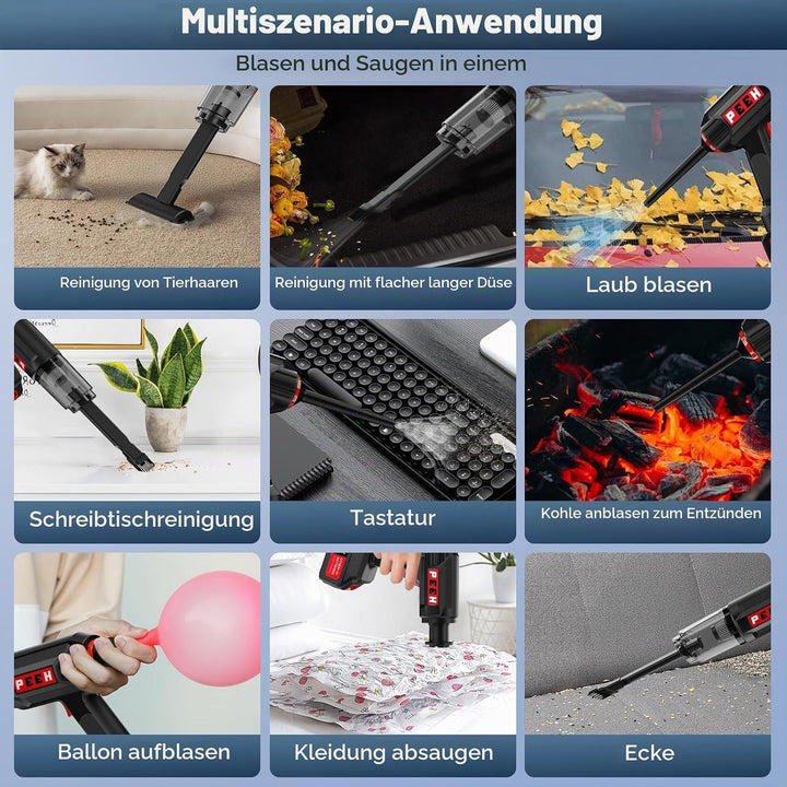 Kabelloser Handstaubsauger, Hohe Saugleistung &amp; Gebläsefunktion, Akku-Staubsauger für Auto, Zuhause,