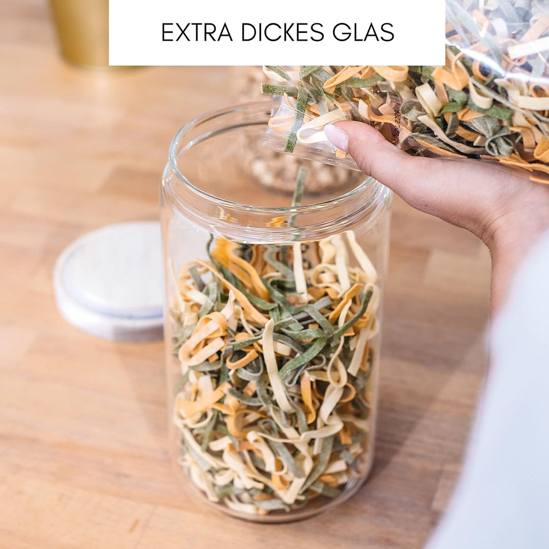 Econovo® Vorratsgläser mit Deckel XL 2000ml (2-teilig) aus Borosilikatglas, Vorratsgläser Set stapel