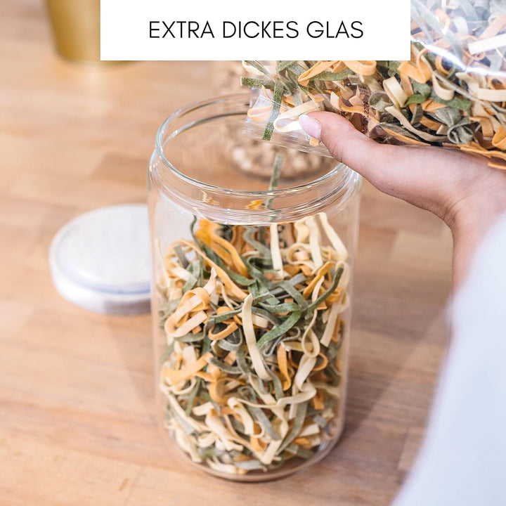 Econovo® Vorratsgläser mit Deckel XL 2000ml (2-teilig) aus Borosilikatglas, Vorratsgläser Set stapel