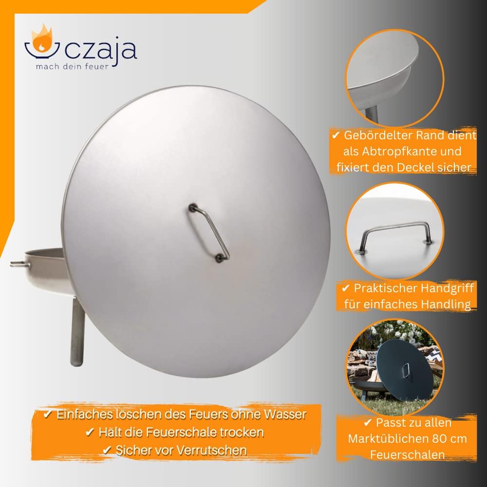 Czaja Stanzteile Deckel für alle Feuerschalen ; einfaches Ablöschen der Feuerschale ohne Wasser und