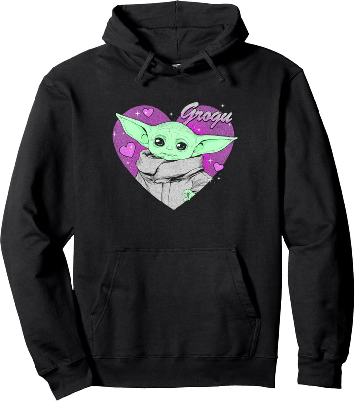 Star Wars: The Mandalorian The Child Pink Heart Valentine Pullover Hoodie