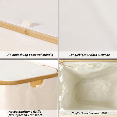 CALIYO WäSchekorb Mit Deckel, 100 Liter WäScheköRbe mit Henkel und Innentasche, Faltbarer Gross WäSc