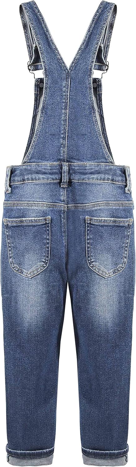 KIDSCOOL SPACE Mädchen-Denim-Latzhose,Little Big Kid Zerrissene Jeans-Arbeitskleidung 5-6 Jahre Tief