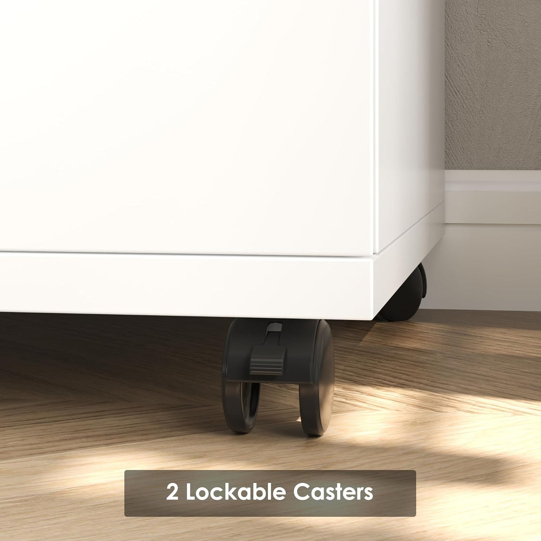 HOCSOK Rollcontainer mit 4 Schubladen, Aktenschrank mit Rollen, Büroschrank, unter dem Schreibtisch,